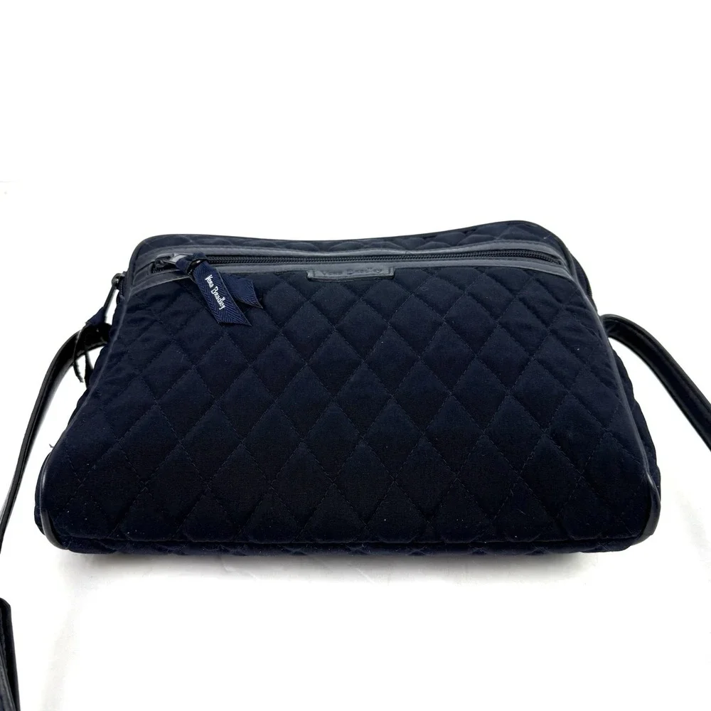 Vera Bradley Crossbody Bag Dark BLUE Microfiber Trimmed Triple Compartment‎